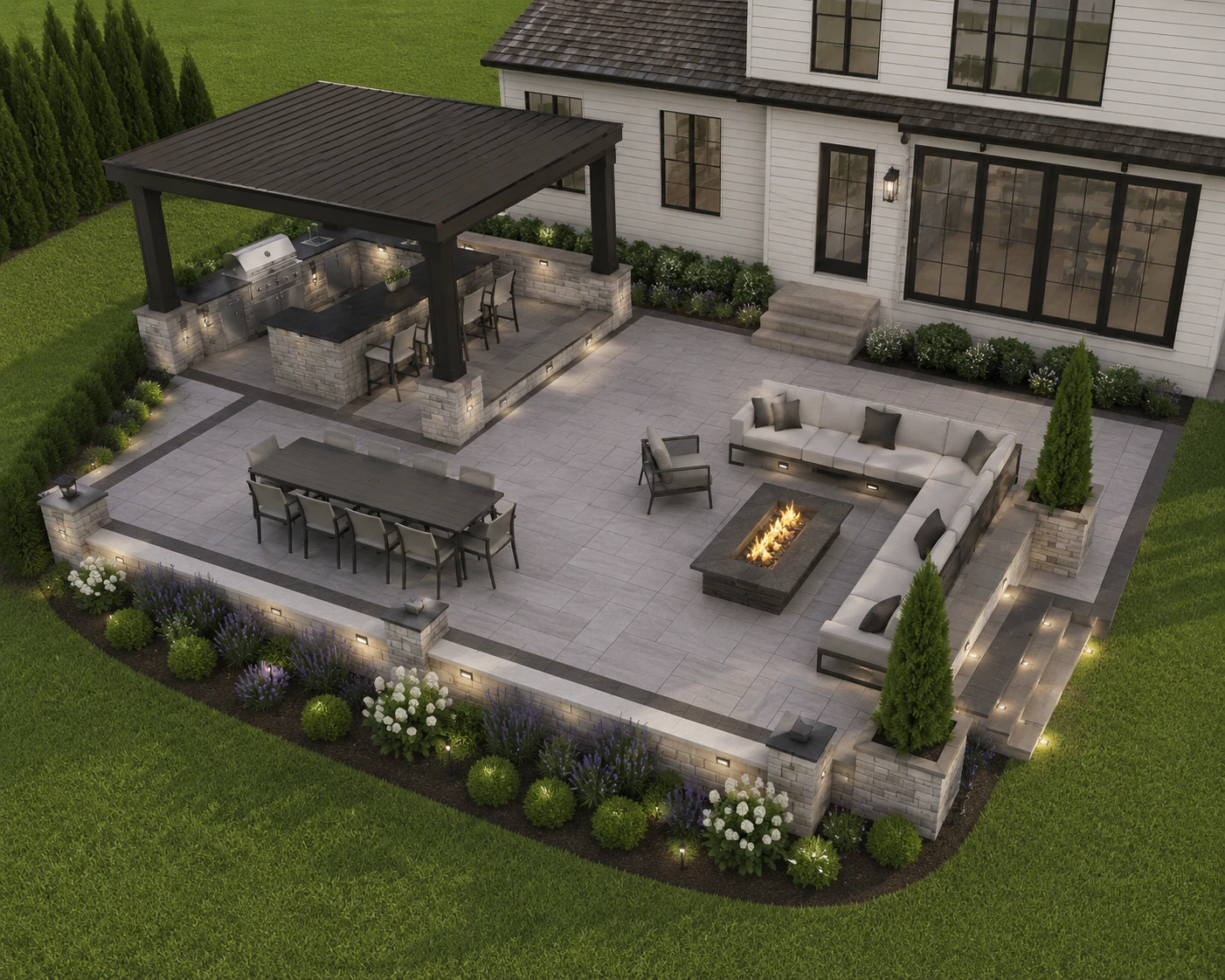 Outdoor Kitchen and Unilock Paver Patio Design in Columbus, Ohio
