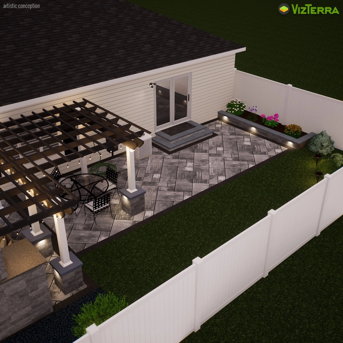 Covered Brick Patio Unilock in Lisle, Illinois